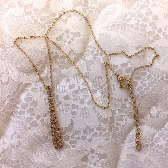 New Monet  Yellow Citrine Crystal Teardrop Charm Pendant Gold Tone Necklace - Picture 9 of 12